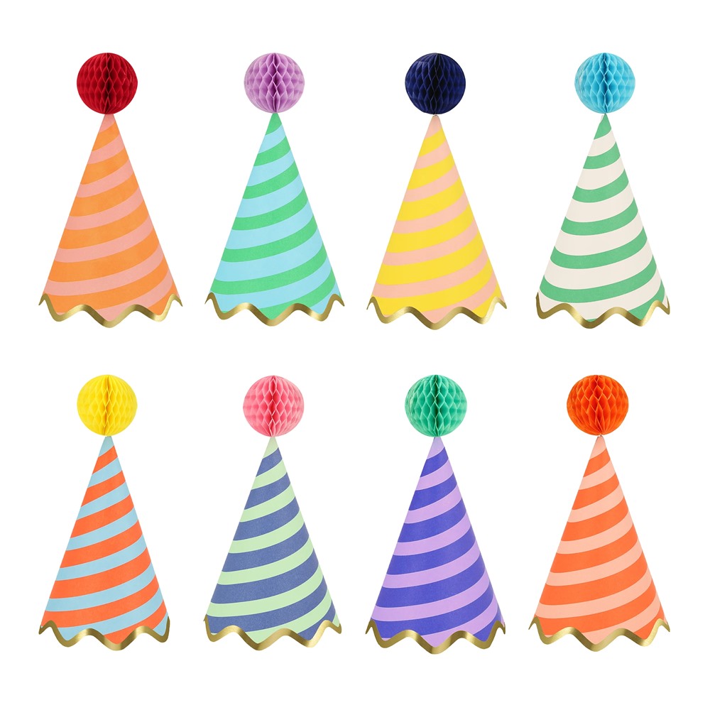 Set De 8 Mini Chapeaux De Fête Avec Pompons Et Paillettes - Taille Unique (env. 4.2 Cm) - Décoration Bouteille, Poupée