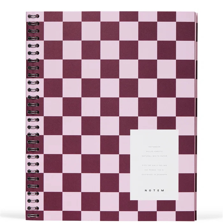 Nela medium notebook - Bordeaux checks | Buk & Nola