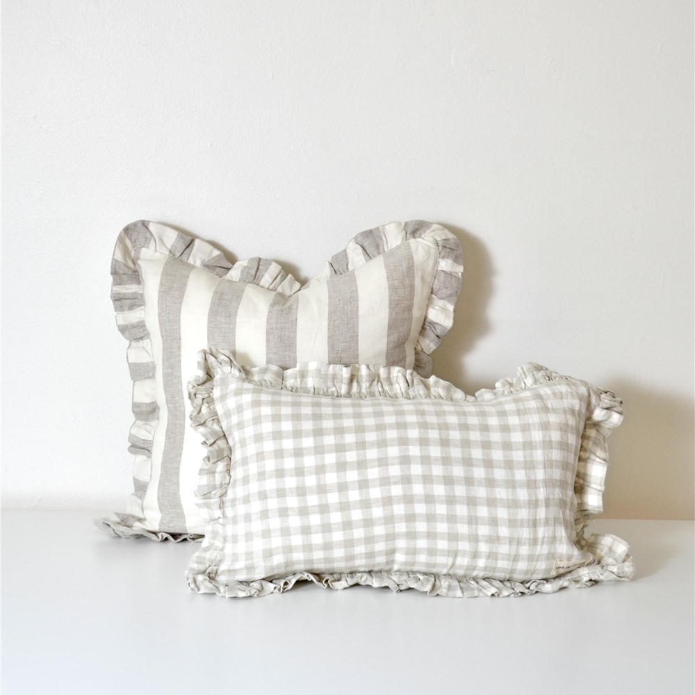 Reversible Cushion Cover - Linen - Stripes & Natural | Buk & Nola