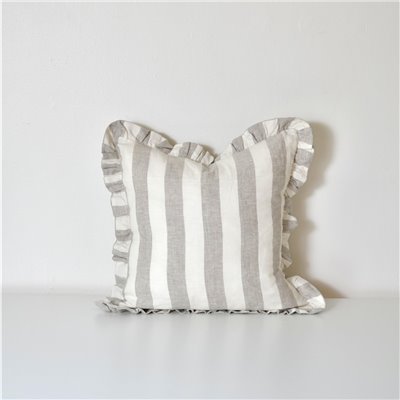 Reversible Cushion Cover - Linen - Stripes & Natural | Buk & Nola